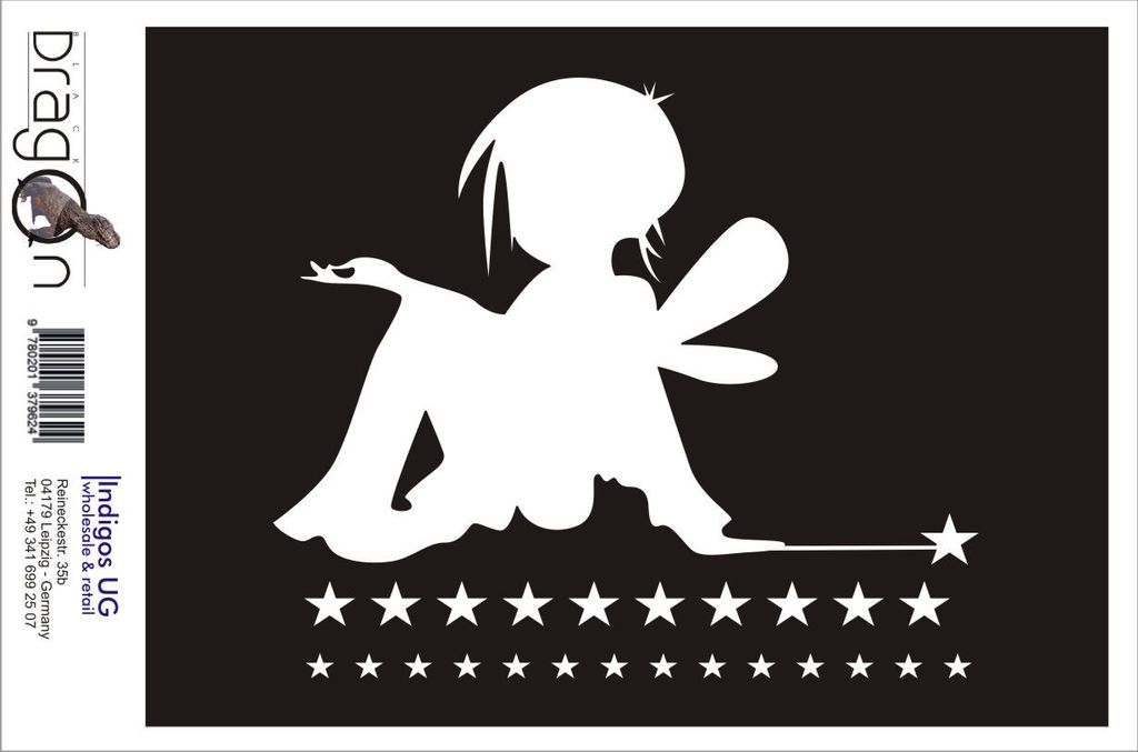 Aufkleber / Autoaufkleber - JDM / Die cut / Auto / OEM - Fairy star - 210X180mm gelb - Heckscheibe / Heckscheibenaufkleber