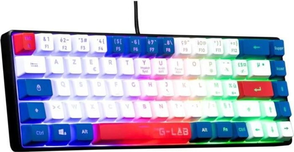 Gaming-Tastatur THE G-LAB KEYZ-HYDRO-BWR/FR 60 % Membran, 3 Tastenfarben Blau-Weiß-Rot