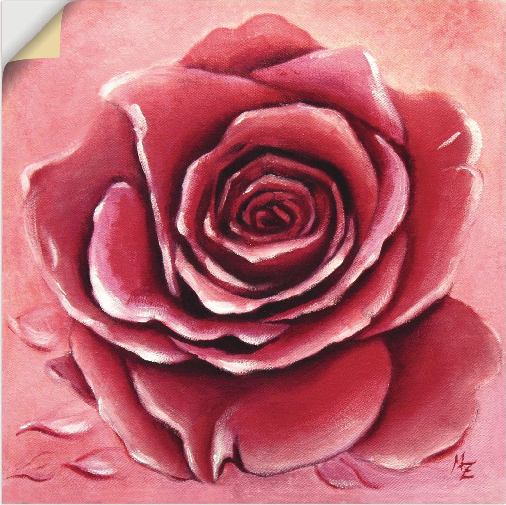 ARTland Wandbild, selbstklebend Rote Rose handgemalt Größe: 30x30 cm