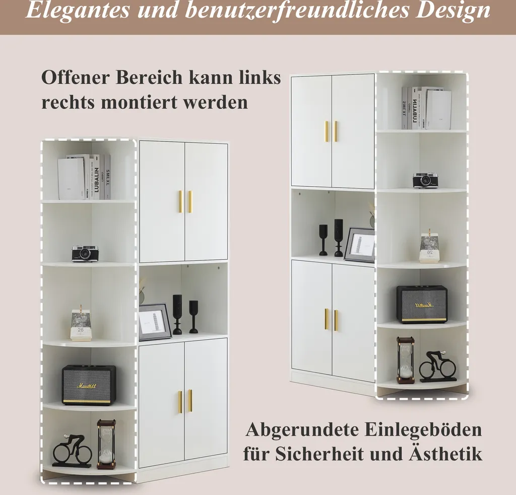 AIORBER Buffet 180 cm avec Étagère d'Angle Modulable Blanc Moderne - 7