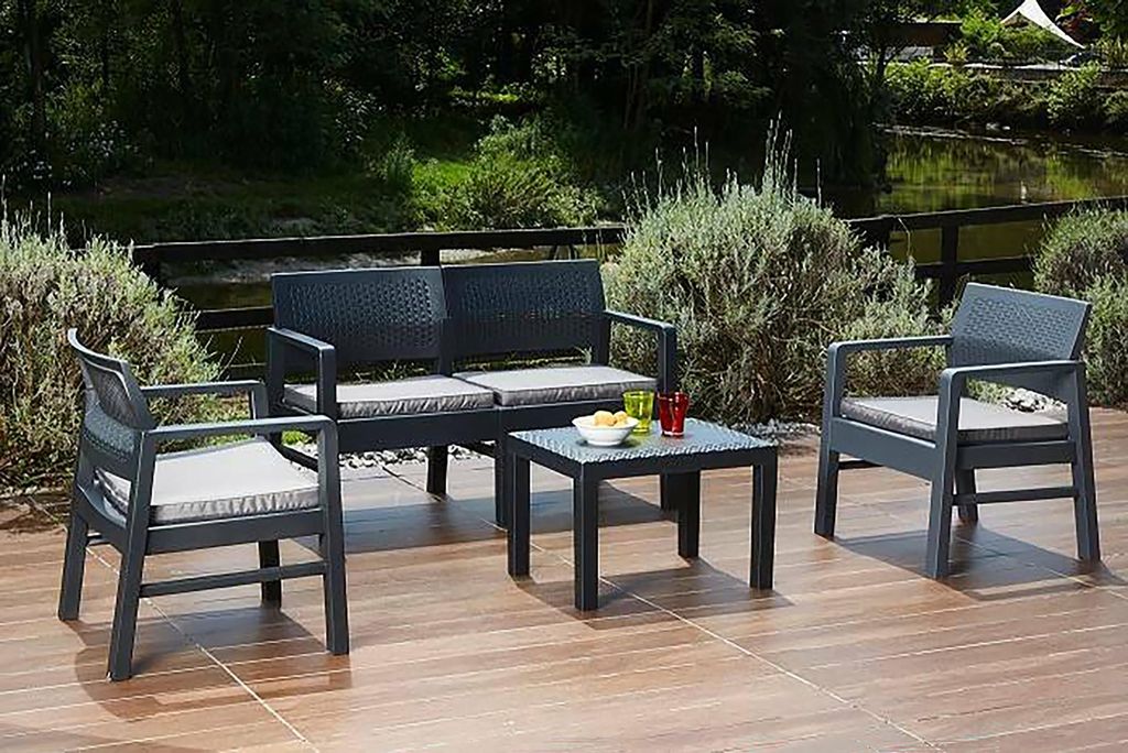 Salon 4 Stück Kilimandjaro Anthrazitgrau Mit 4 Kissen - Ipae Progarden