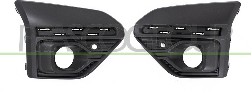 PRASCO Lüftungsgitter Grill Stoßfänger für DACIA Sandero III (BJI) mit Löchern für Zier-/Stoßleiste mit Loch/Löchern für Einparkhilfe Schwarz