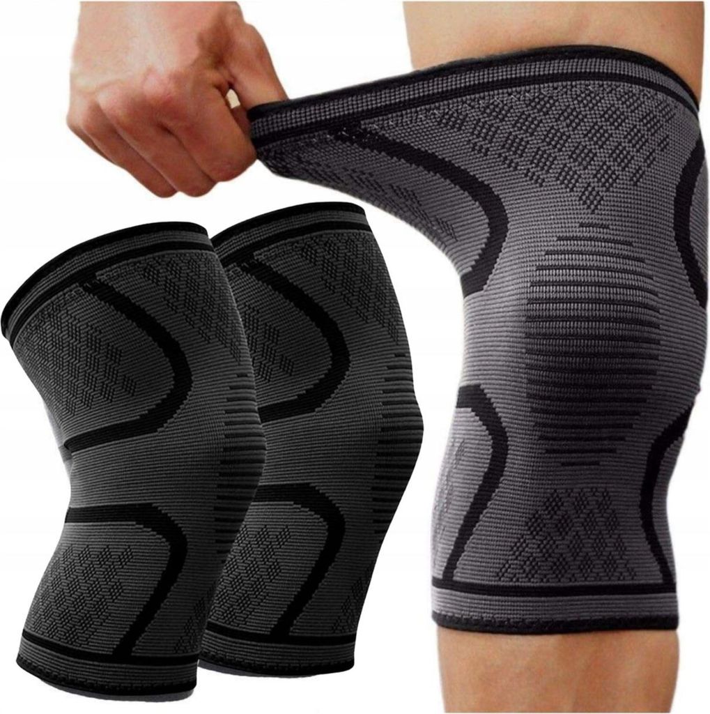 Kniebandage - Kniegelenkorthese - Elastische Kniebandage - Grau - 2 Stück - Unisex
