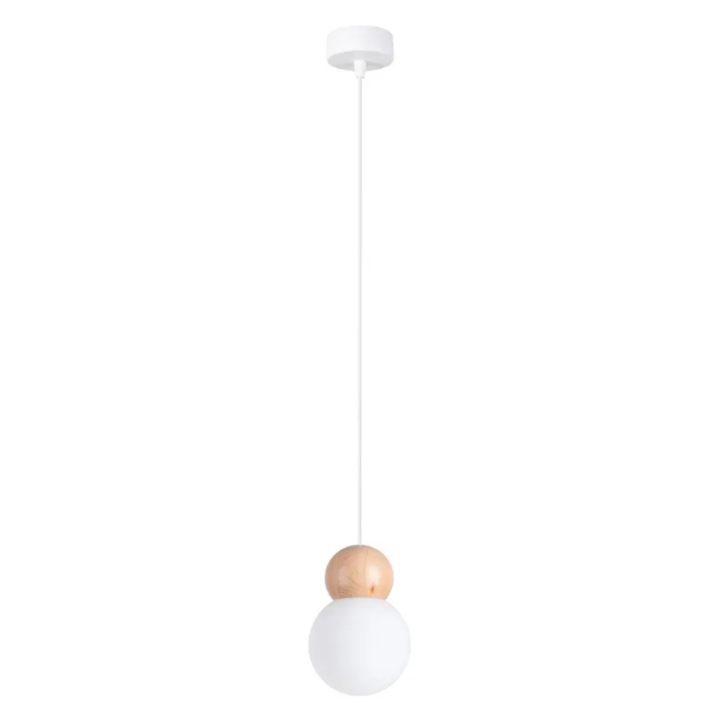 Luminaire Suspendu en Bois et Verre Blanc Design Nordique PEKKA 1