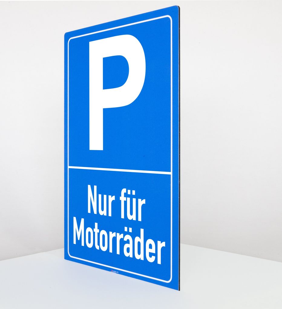Nur für Motorräder - Schild - Hochformat - blau - 4 mm Alu Verbundplatte (60 x 40 cm)