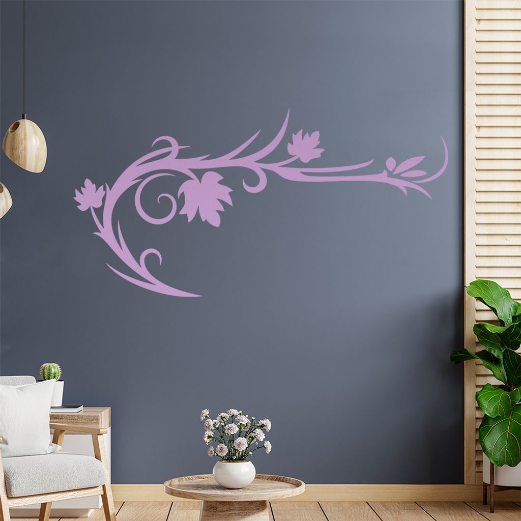 Blätter - Linien Wandtattoo in 6 Größen - Wandaufkleber Wall Sticker - Dekoration, Küche, Wohnzimmer, Schlafzimmer, Badezimmer