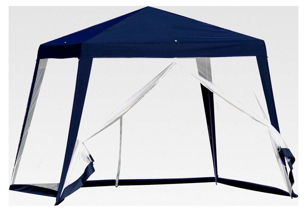 Gartenpavillon wetterfest mit Moskitonetz Metall + Polyester Blau 3 x 3 m