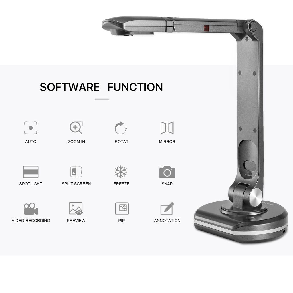 JOYUSING V500S USB 2-in-1 Dokumentenkamera & Buchscanner Webcam mit Autofokus 8 Megapixel High-Definition Max. A3-Scangröße LED-Licht Kompatibel ...