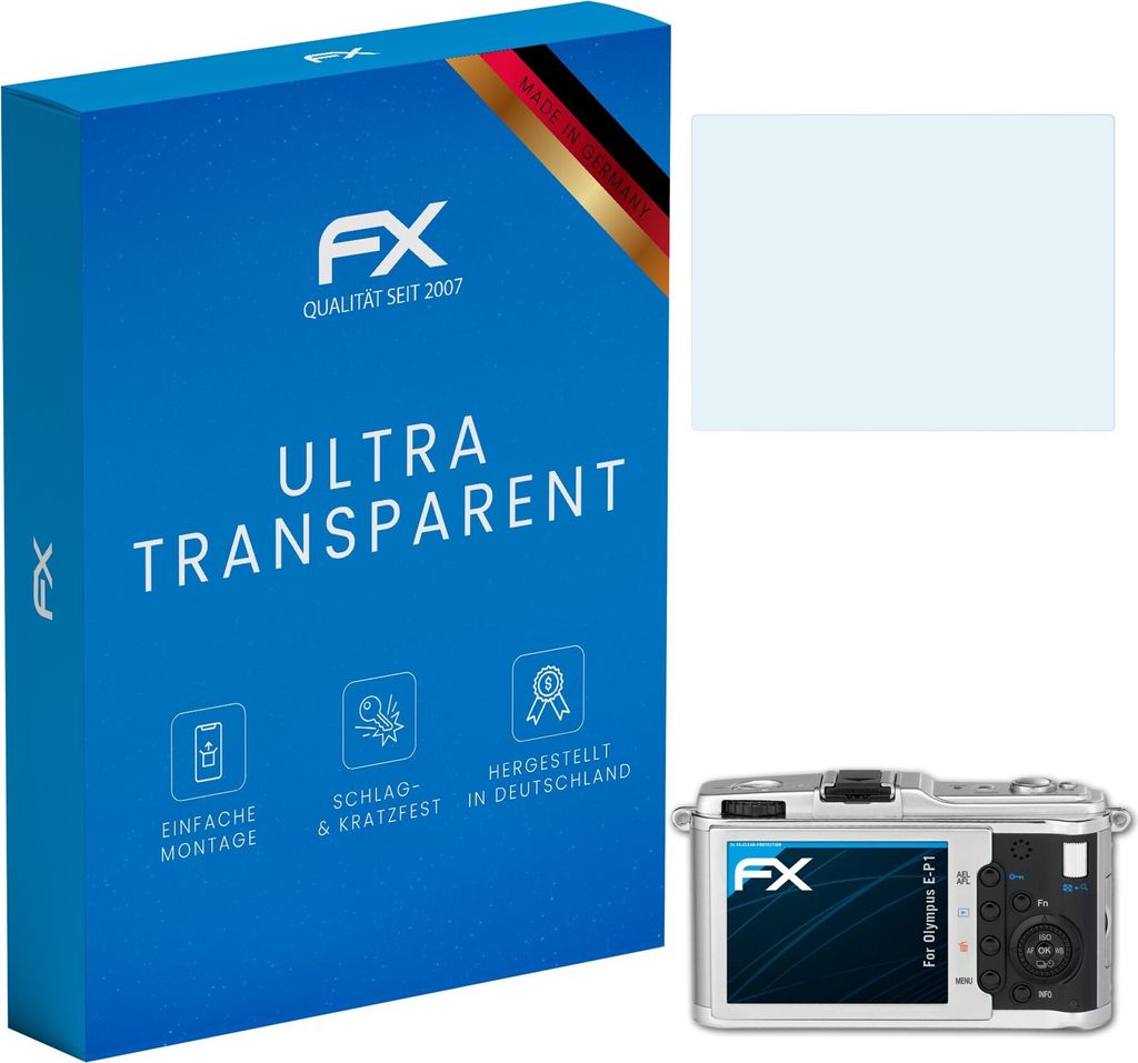 atFoliX FX-Clear 3x Schutzfolie kompatibel mit Olympus E-P1 Displayschutzfolie