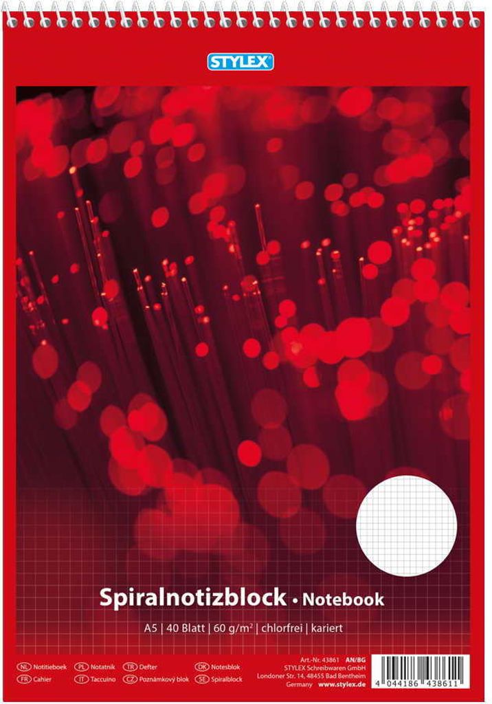 5x Spiral-Notizblock / Schreibblock / DIN A5 / kariert