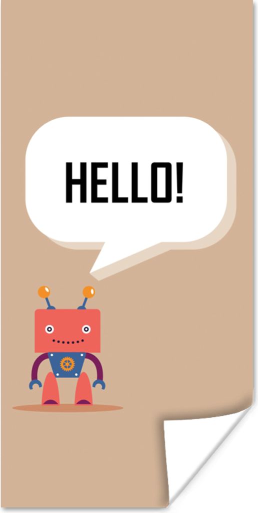 MuchoWow Poster Sprichwörter - Zitate - Hallo! - Roboter - Zahnrad - Kinder 40x80 cm - Dekoration