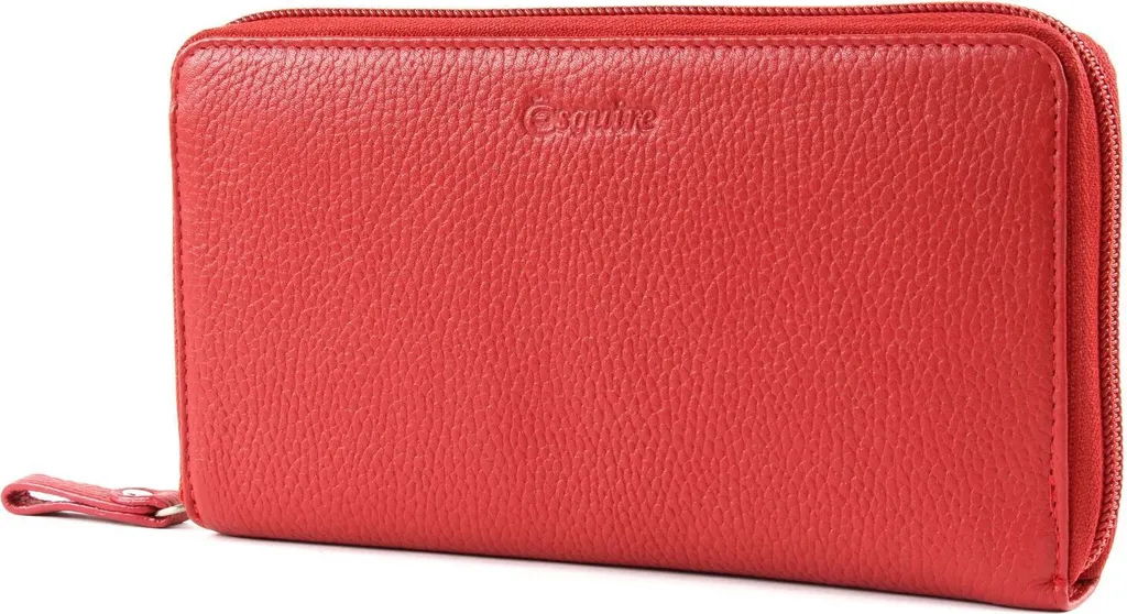 Esquire Primavera Zip Around Wallet Rosso - Idea Regalo Donna in Pelle