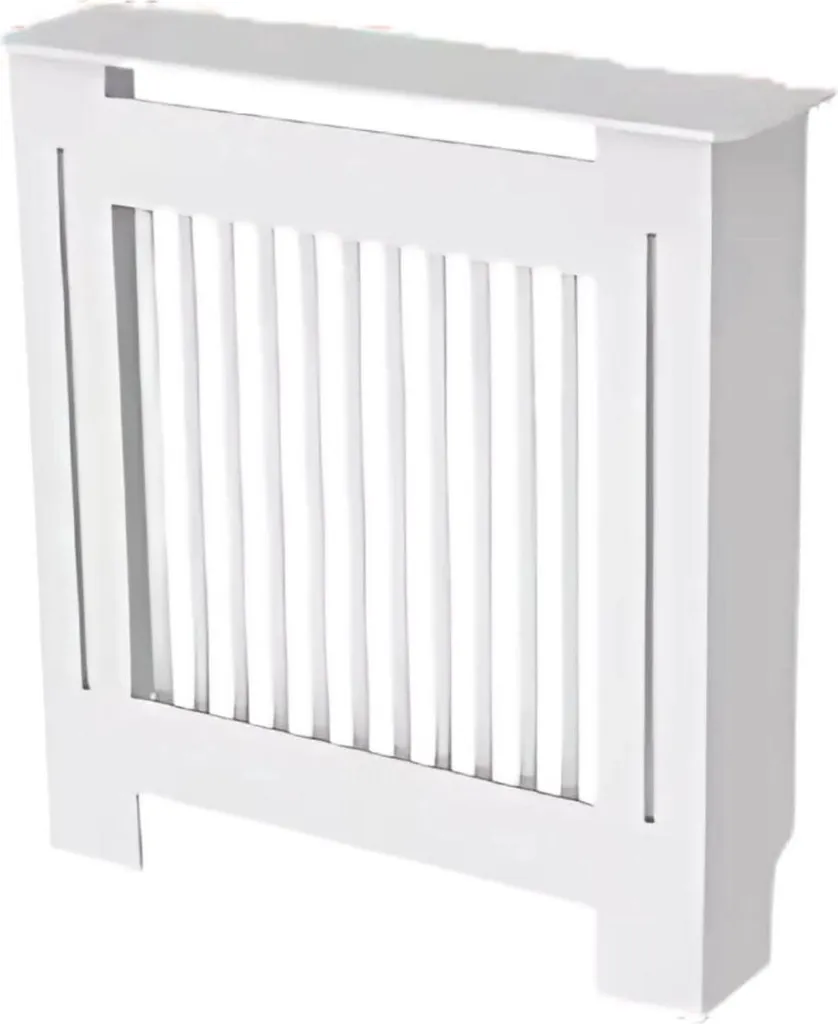 Cache radiateur blanc 78x92 cm Opulence avec panneaux verticaux MDF