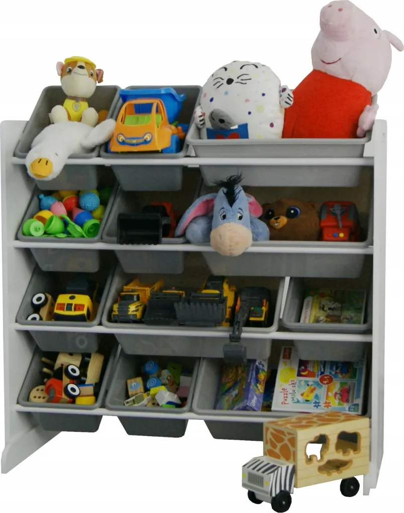 Rangement jouets pour chambre d'enfant 12 bacs gris meuble XXL stable