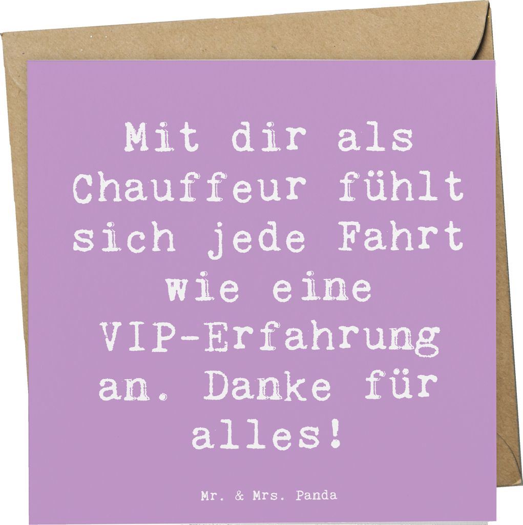 Mr. & Mrs. Panda Glückwunschkarte Spruch VIP Chauffeur - Produktbild 