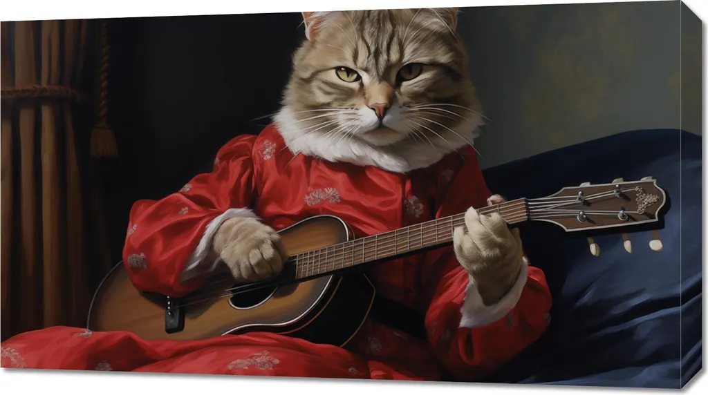 Offerta Quadro Moderno Gatto 90x50 cm - Melodia Zampa Alta Qualità