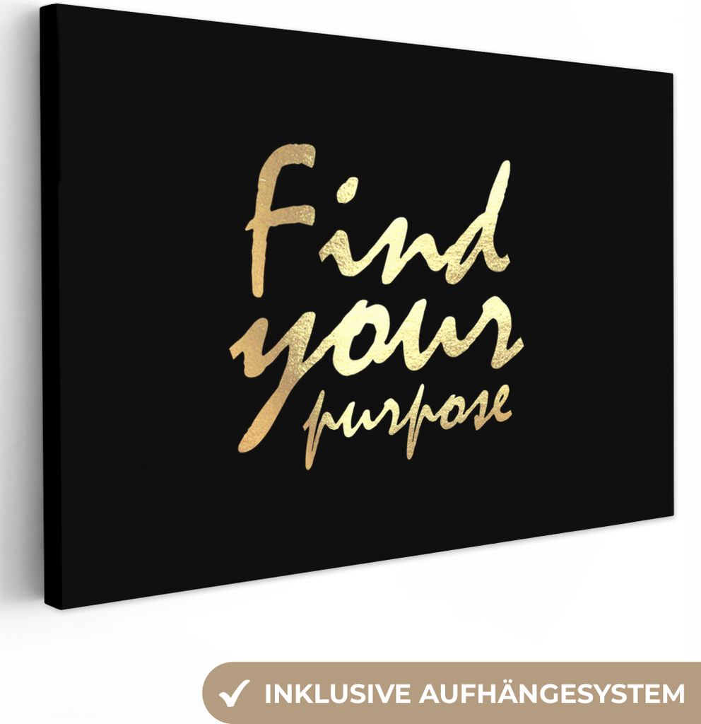 OneMillionCanvasses - Leinwandbilder - 150x100 cm, Zitat - Ziel - Schwarz - Gold, Wandbilder Kunstdruck Wanddekoration
