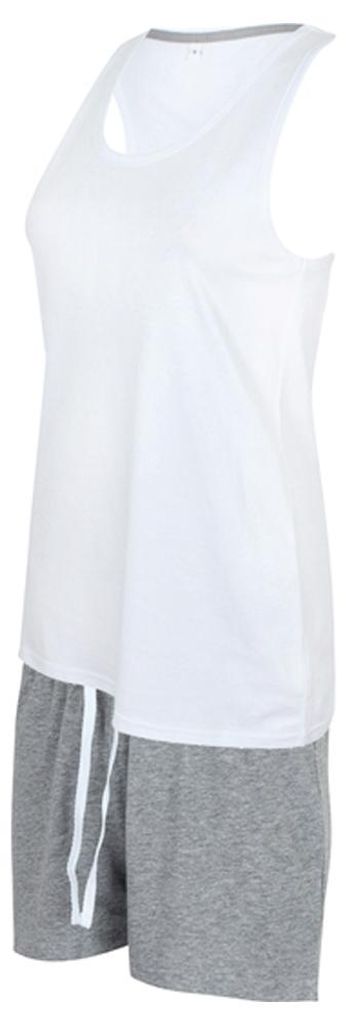 Towel City - Schlafanzug mit Shorts für Damen, Viskose LT5282 (L) (Weiß/Grau meliert)