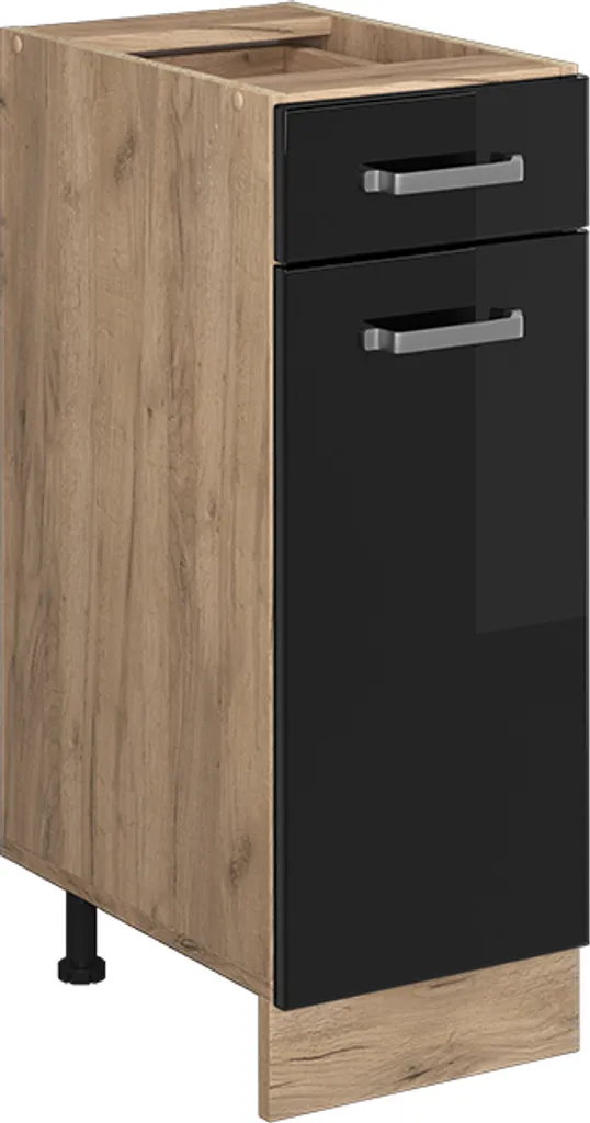 Mobile Base Cucina 30 cm Vicco R-Line Nero Lucido Quercia Dorata