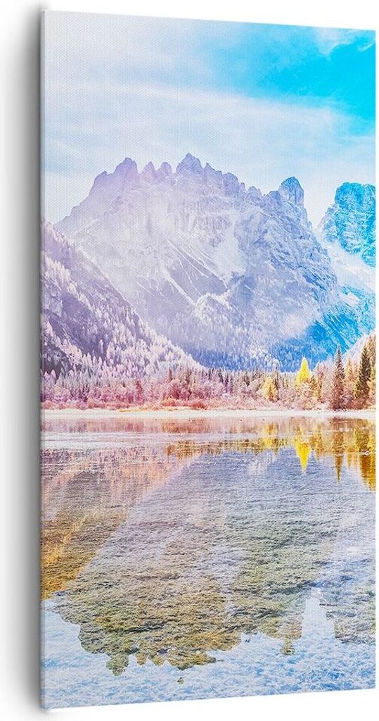 Bild auf Leinwand - Leinwandbild - Einteilig - Herbst Landschaft Berge - 65x120cm - Wand Bild - Wanddeko - Wandbilder - Leinwanddruck - Bilder - Wa...