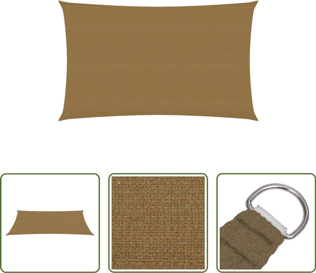 The Living Store Sonnensegel 160 g/m² Taupe 3x6 m HDPE