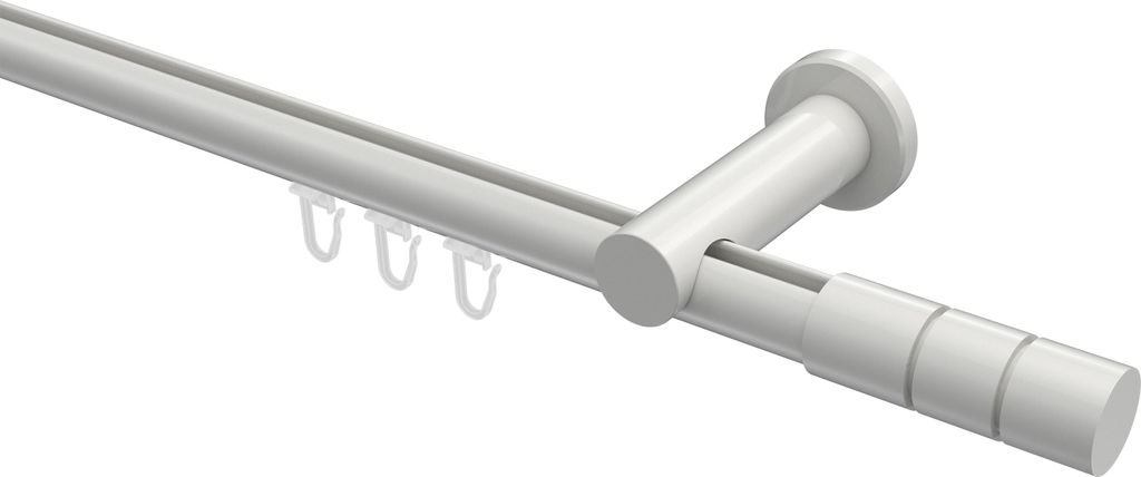 Interdeco Innenlaufstange / Gardinenstange mit Innenlauf Weiß, Typ Platon Elanto (Rillenzylinder), 20 mm Ø 1-läufig, 540 cm
