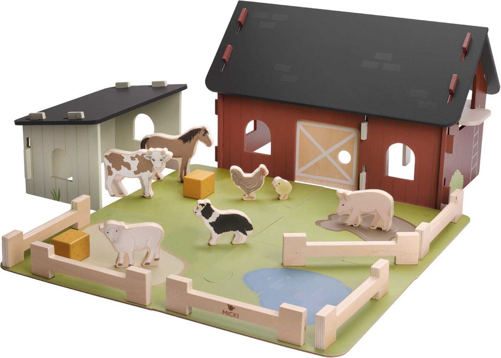 Micki Holz Bauernhof Spielzeug Bauernhof Spielset Produktbild 
