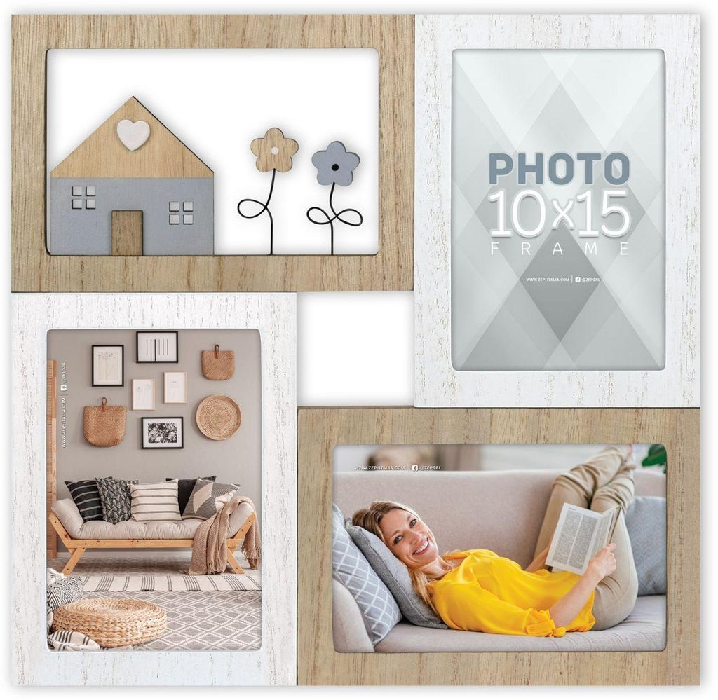 ZEP Galerierahmen aus Holz Malcesine braun 3 Fotos 10x15 cm (29,5x29,5 cm)
