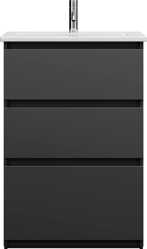 burgbad Lin20 Keramik-Waschtisch inklusive Waschtischunterschrank, 3 Auszüge, 630x415x912mm, SGHE063F5381C0001