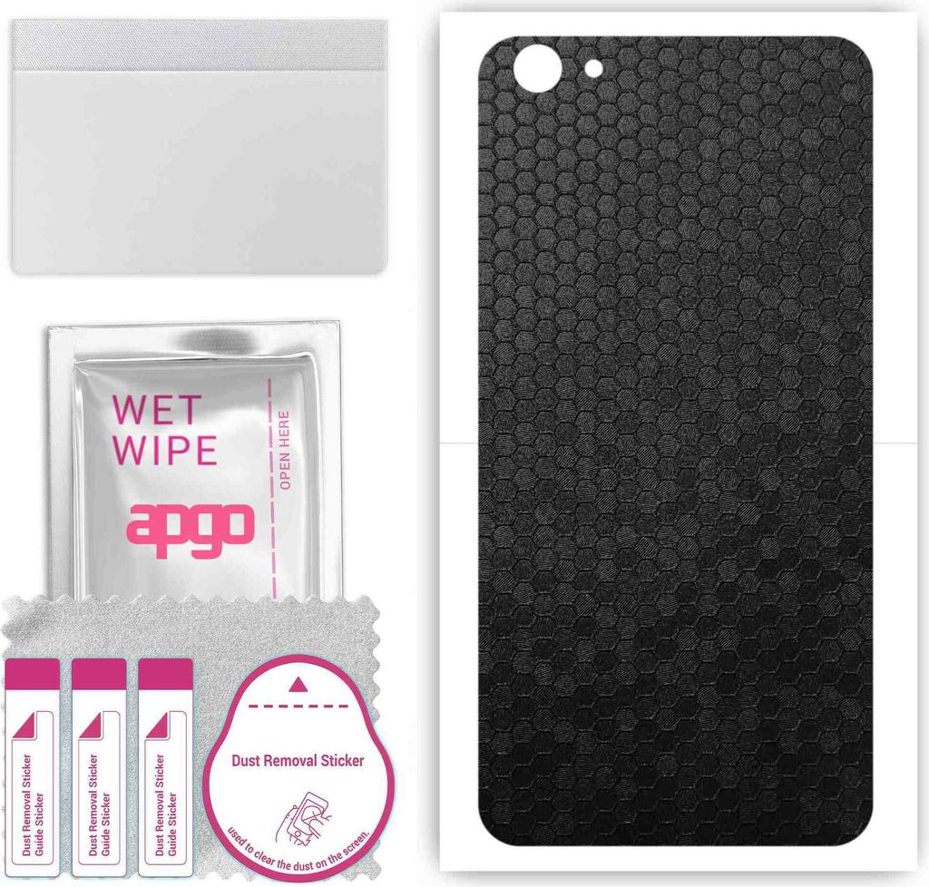 apgo Rückseite Schutzfolie, Skin, kompatibel mit vivo X7, Hinten Displayschutzfolie aus Vinylfolie, kratzfest, einfache Montage - Schwarze Honigwabe