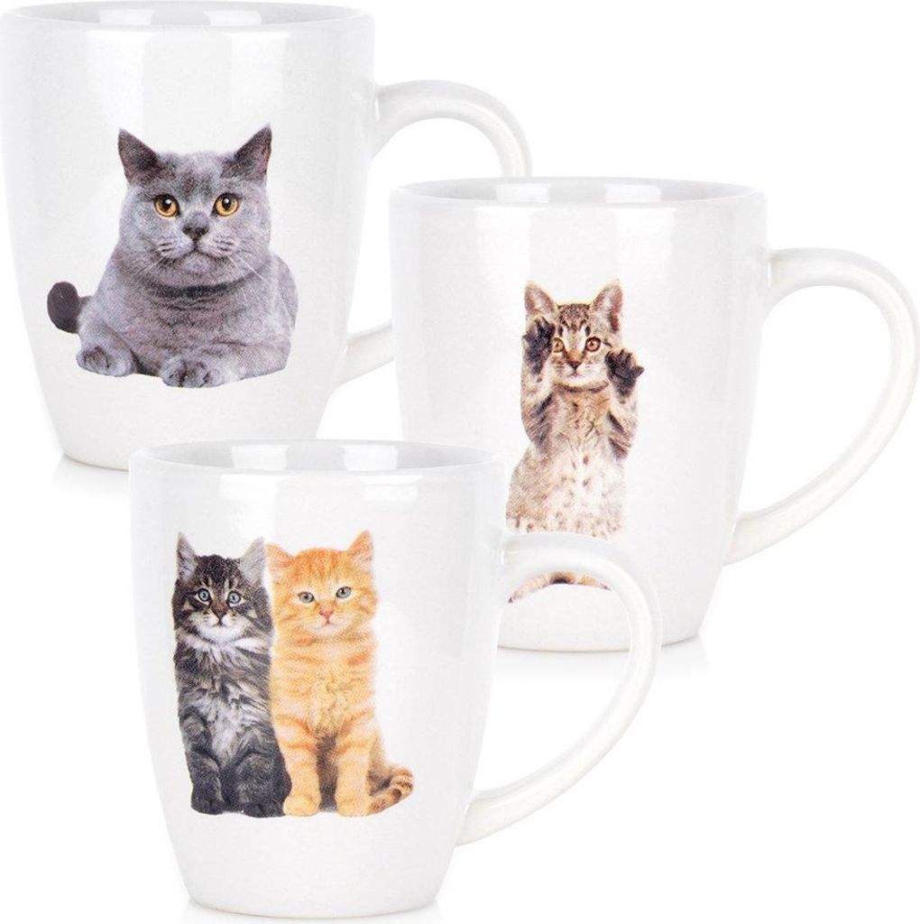 3x Tassen Katzen Kätzchen Set Tassen für Kaffee, Tee und Kräutertee als Geschenk
