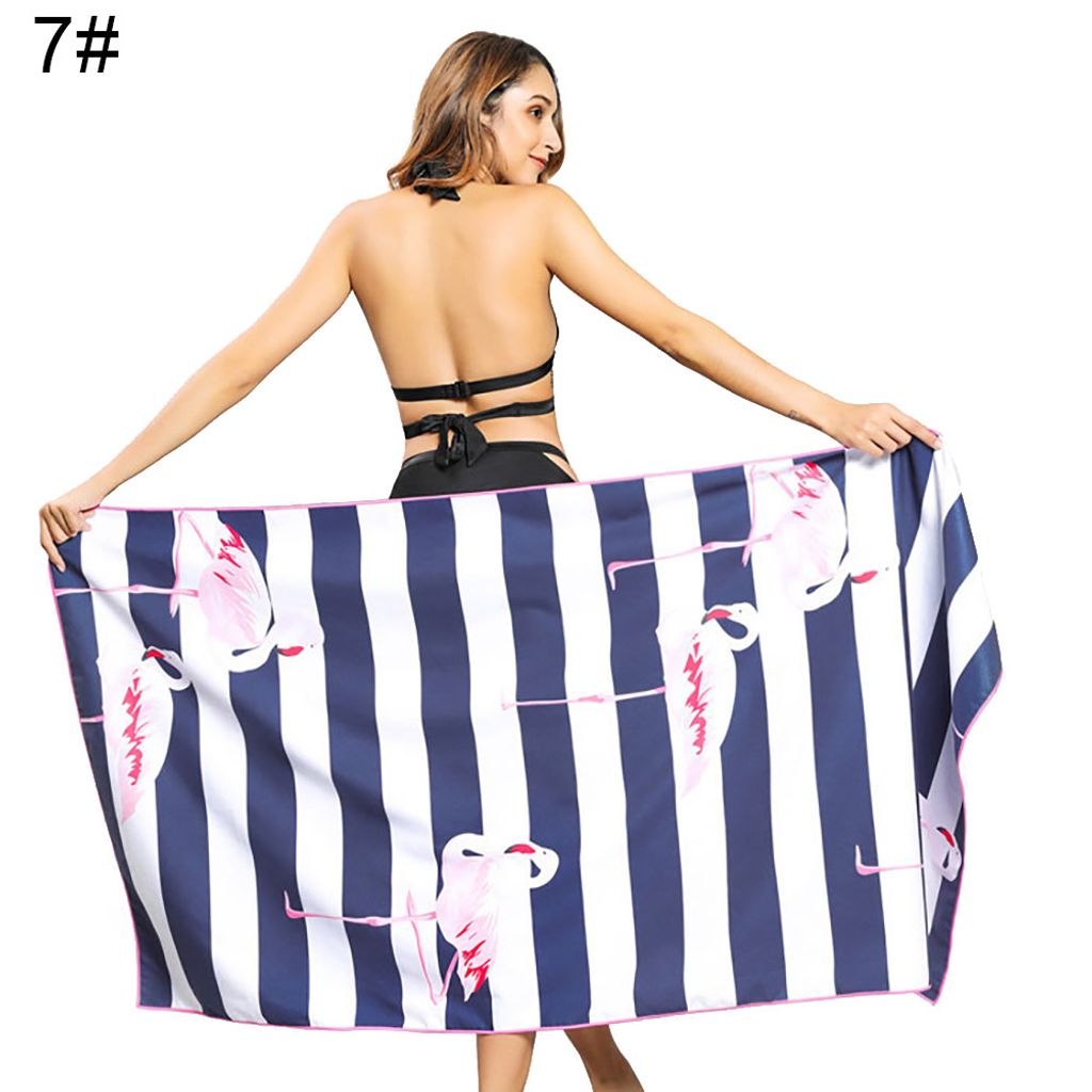Frauen Flamingo Fischblatt Druck schwimmen schnelle trockene Decke Großes Weichstrandtuch-7#