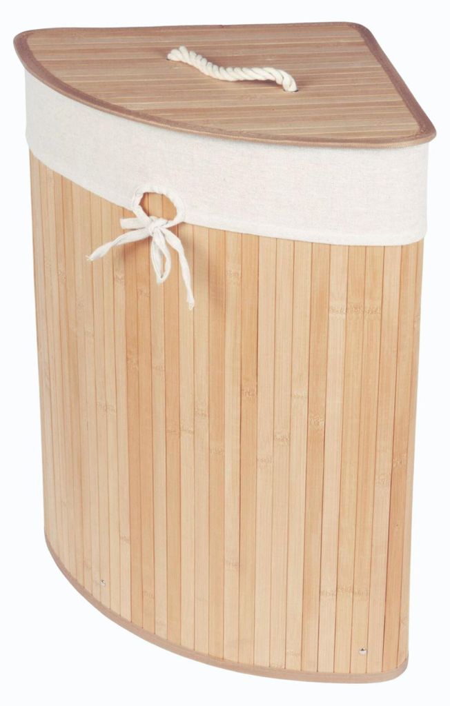 Panier à linge d'angle avec couvercle ARCO, bambou, 60 l Image du produit 