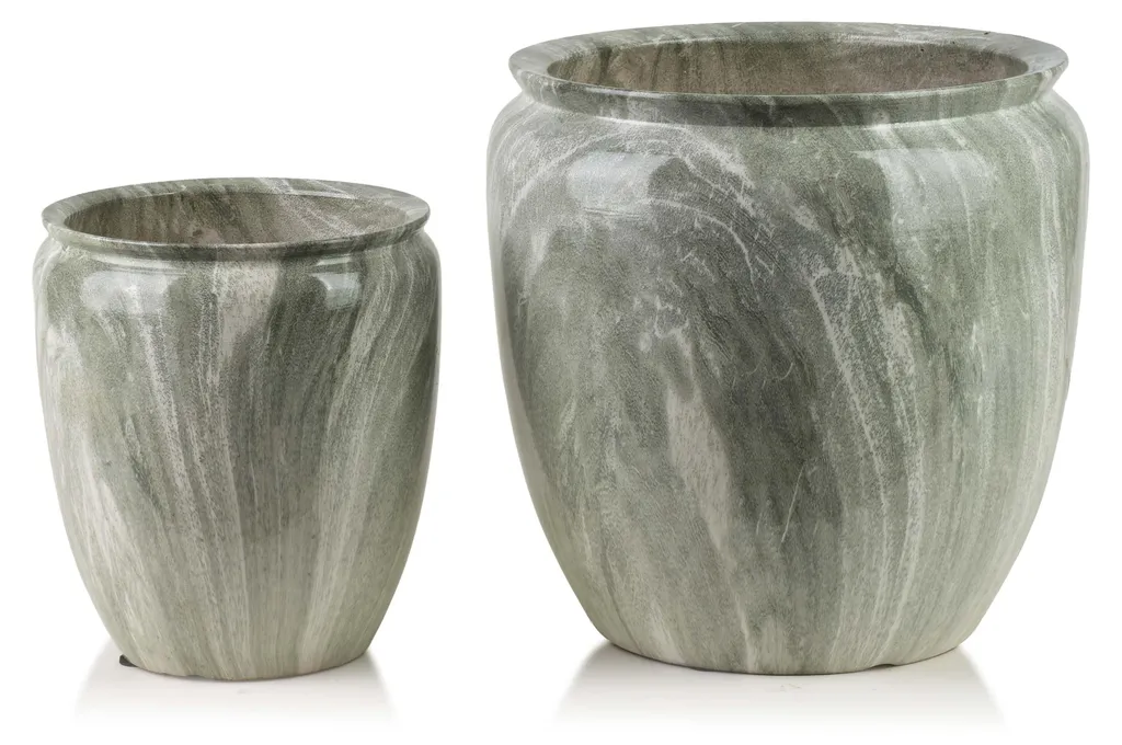 Grands cache-pots Neva Marble pour plantes d'intérieur - Céramique grise