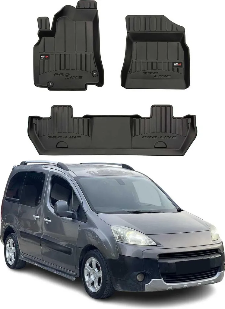 2008-2018 Peugeot Partner Tepee tappetini TPE nero 3 pz