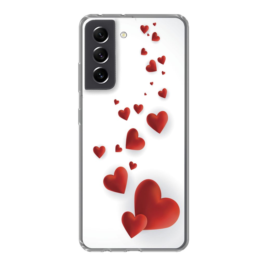 MuchoWow Handyhülle Schutzhülle Hülle für Samsung Galaxy S21 FE Eine Illustration eines Pfades der Herzen Silikon Softcase Handy Hülle - Mob...