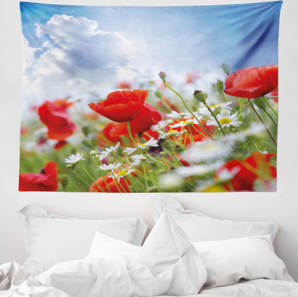ABAKUHAUS Land Wandteppich, Spring Meadow aus Weiches Mikrofaser Stoff Waschbar ohne Verblassen Digitaldruck, 150 x 110 cm, Mehrfarbig