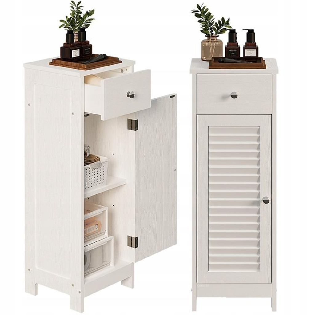 Mobile da bagno bianco a colonna, alto, con 2 ripiani e un Immagine del prodotto 