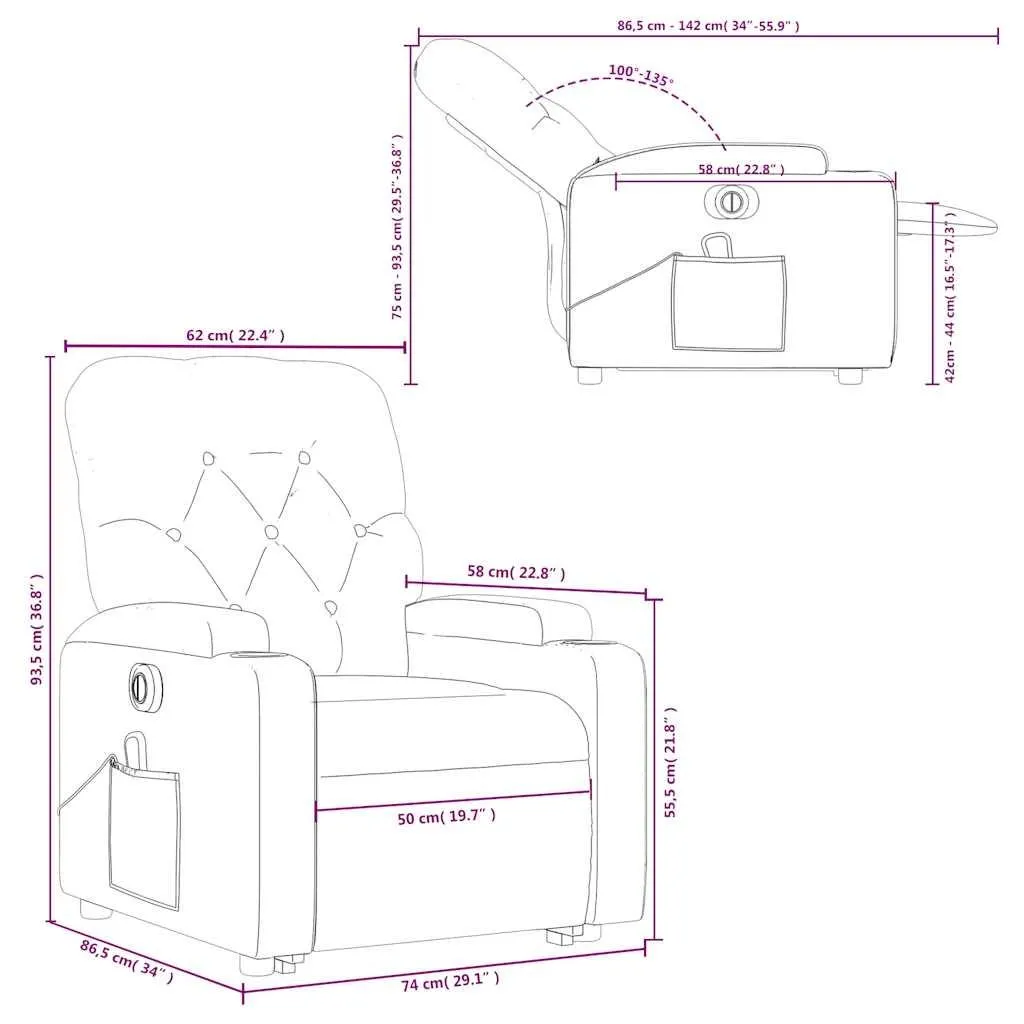 Fauteuil confortable avec releveur et massage - Similicuir rouge