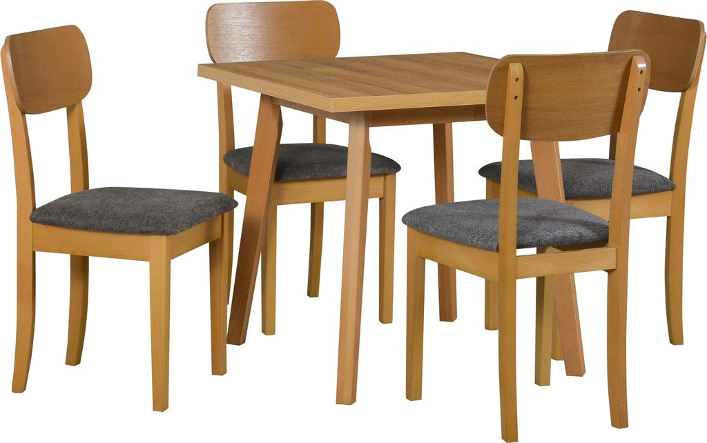 Esszimmer-Set 4x "Hugo 4" Stühle + "Oslo 1 L" Tisch