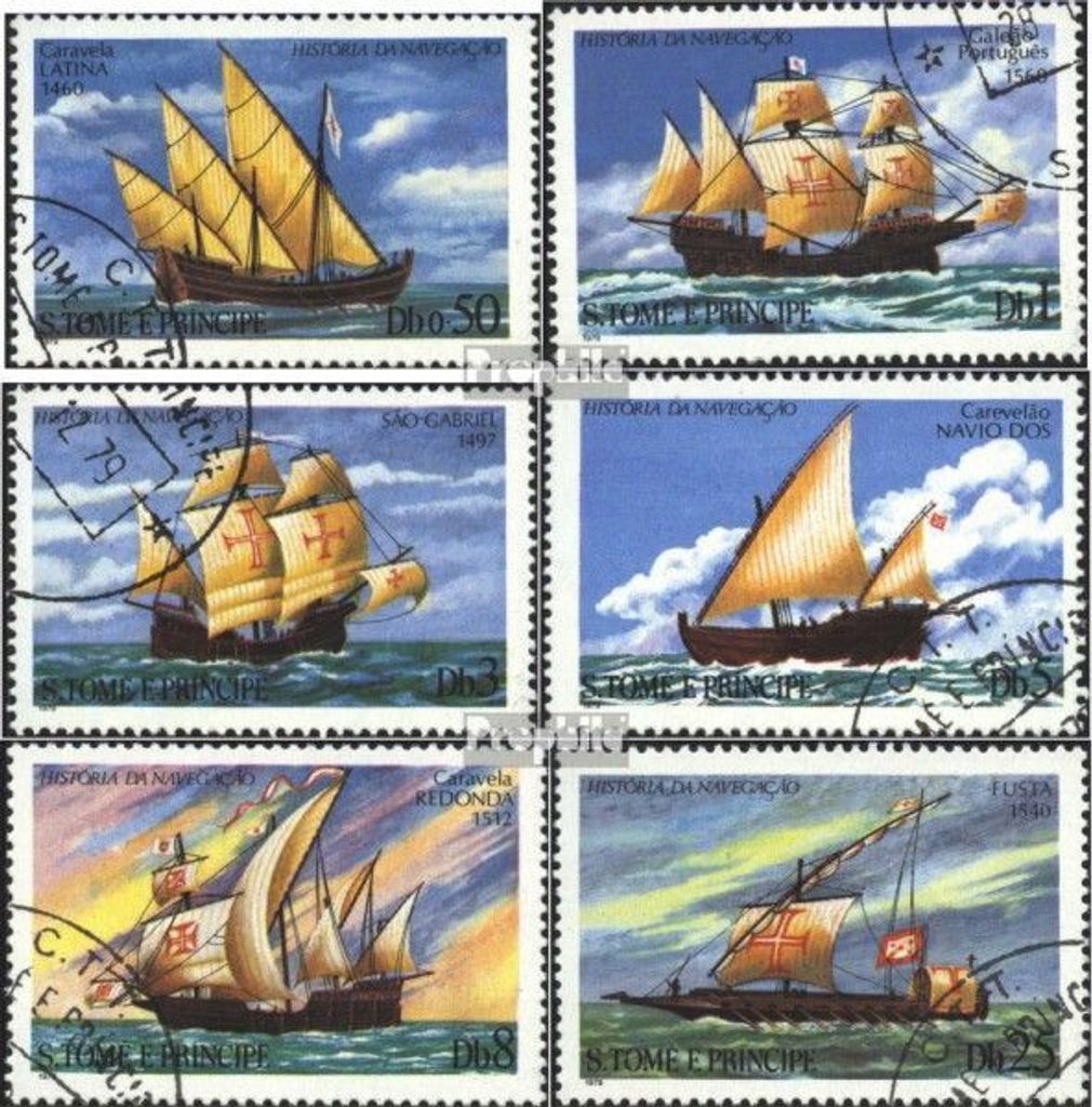 Briefmarken Sao Tome e Principe 1979 Mi 598-603 (kompl.Ausg.) gestempelt Segelschiffe