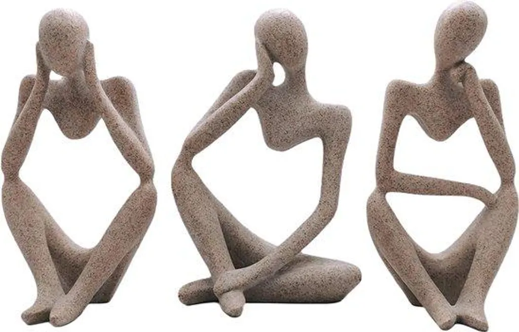 Statues décoratives modernes en résine - Ensemble de 3 sculptures 24 cm
