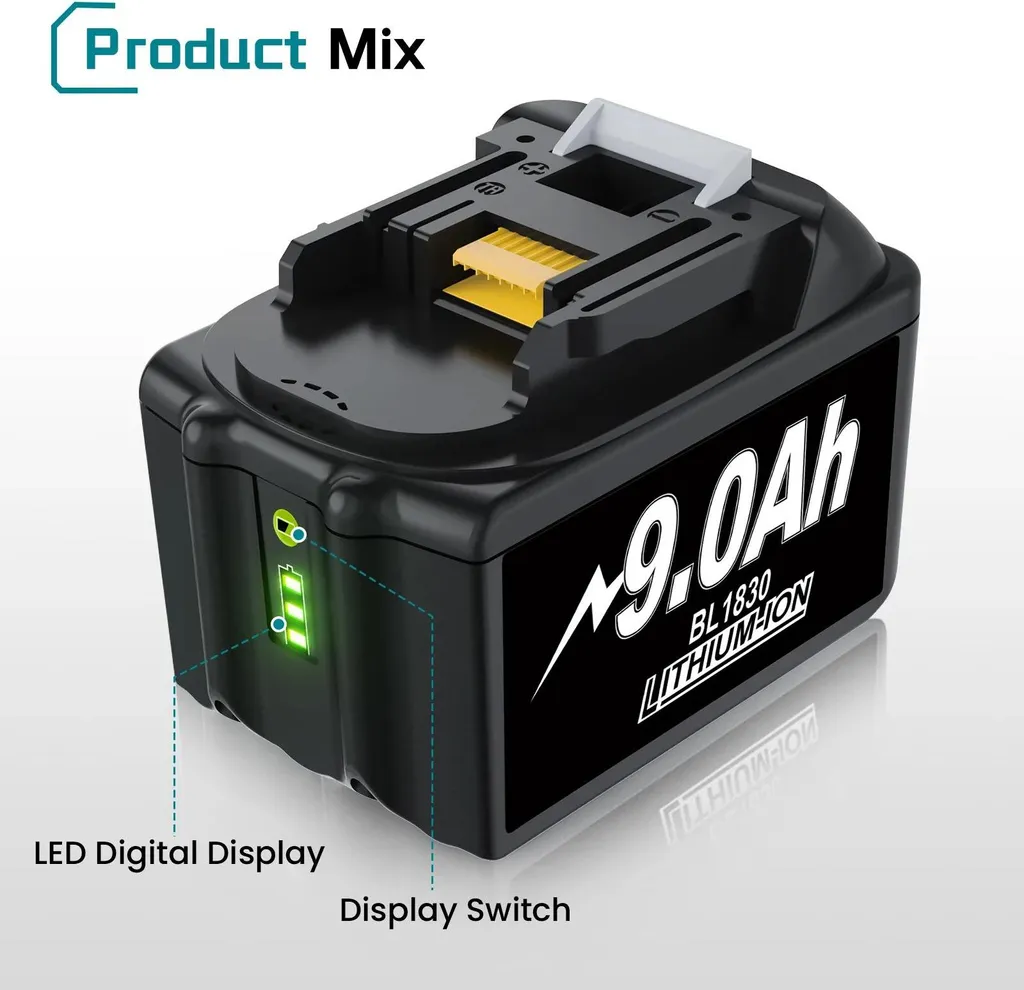 Batteria 18V 9000mAh per Makita BL1860 BL1830 - Kit 2 Pezzi Arancione - 2