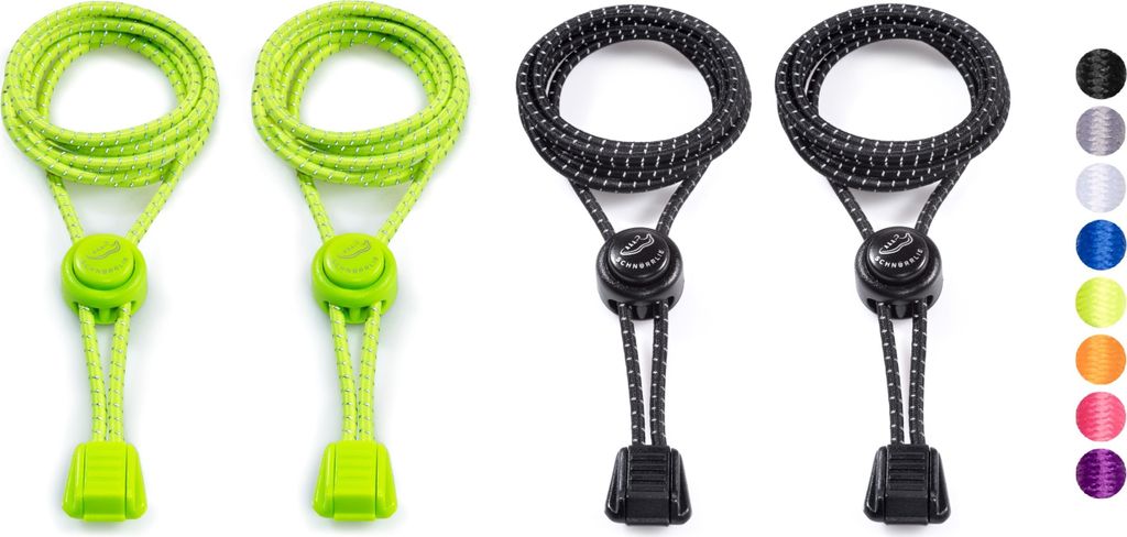 SCHNÜRRLIE elastische Schnürbänder 2er-Set ohne Schuhe Binden - Schnürsenkel mit Schnellverschluss für Kinder Erwachsene - 100 cm Gelb-Grün &...