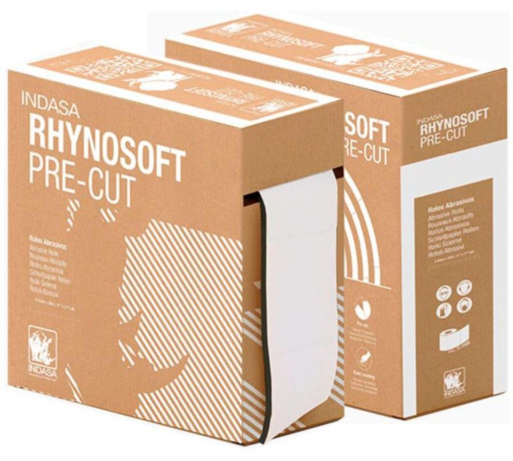 Schleifpapier auf Schaumrolle INDASA Rhynosoft PRE CUT 115mm x 25m P240