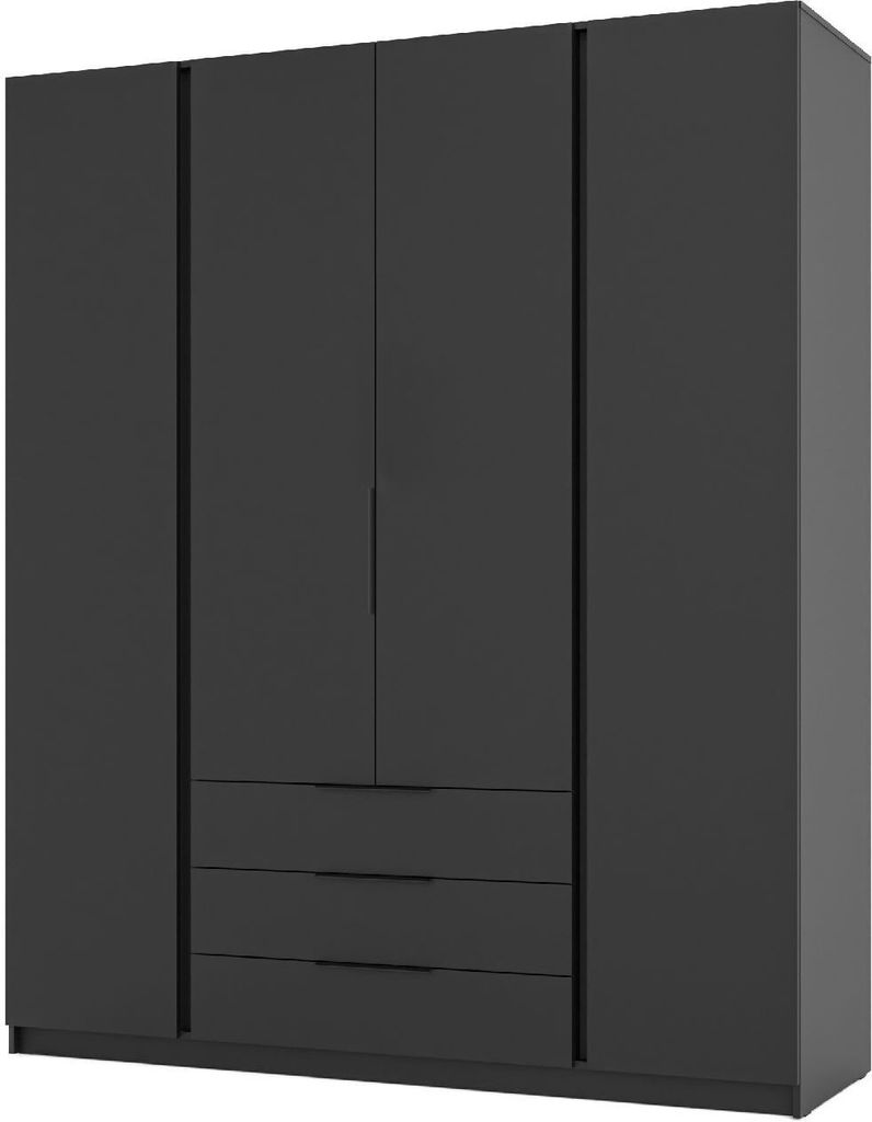 Kleiderschrank KAJA 1 200 cm 4F3S BL/BL mit vier Türen und drei Schubladen Schwarz