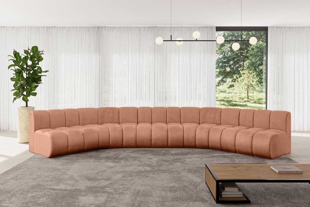 ALTDECOR Modulares Sofa Ecksofa in U-Form - Montra-U1 - 490x174x70 cm Apricot - Corner modular Sofa Eckcouch Couch Wohnlandschaft Cauchsofa Bodenso...