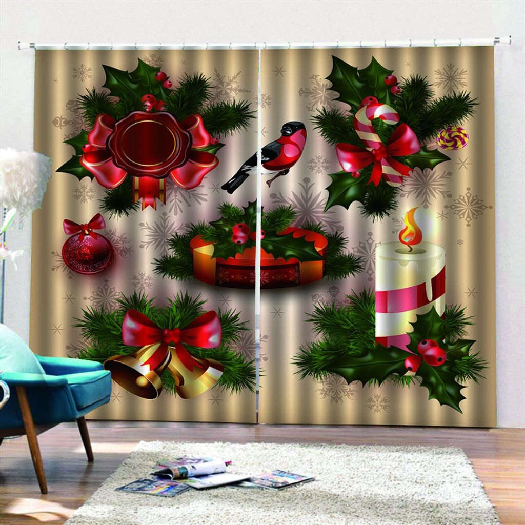 Icegrey Weihnachtsvorhang Weihnachtsdekoration Vorhang 3D Druck Gemusterte Verdickt Durable Waschbar Dekorations Vorhang mit Haken fš¹r Badezimme...