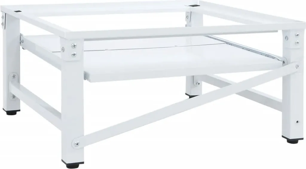 Support machine à laver vidaXL en acier blanc - Tablette extensible - 3