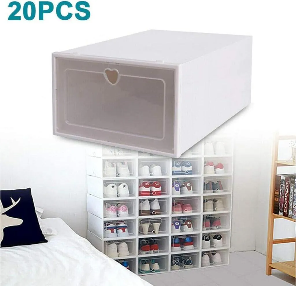 Rangement chaussures pour dressing lot 20 boîtes tiroirs bacs transparents